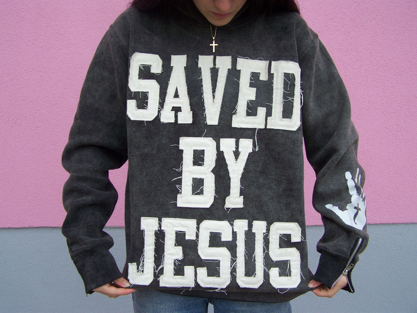 SAVED BY JESUS Grey Hoodie